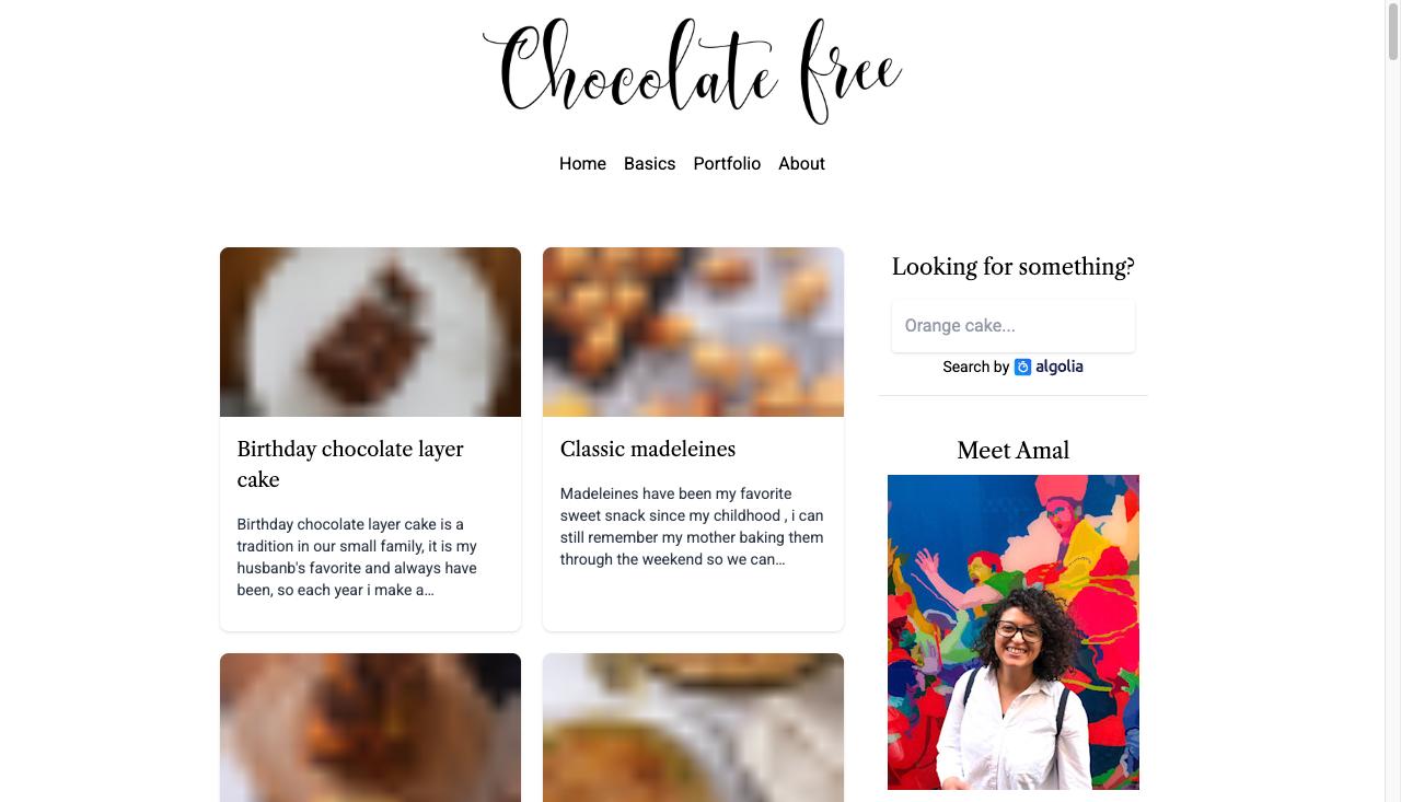 Chocolate Free — Rezept-Blog mit Karten-Layout